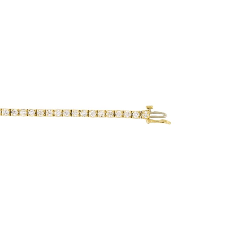 14k Yellow Gold Natural 3.0 Carat Round Brilliant Diamond Tennis Bracelet