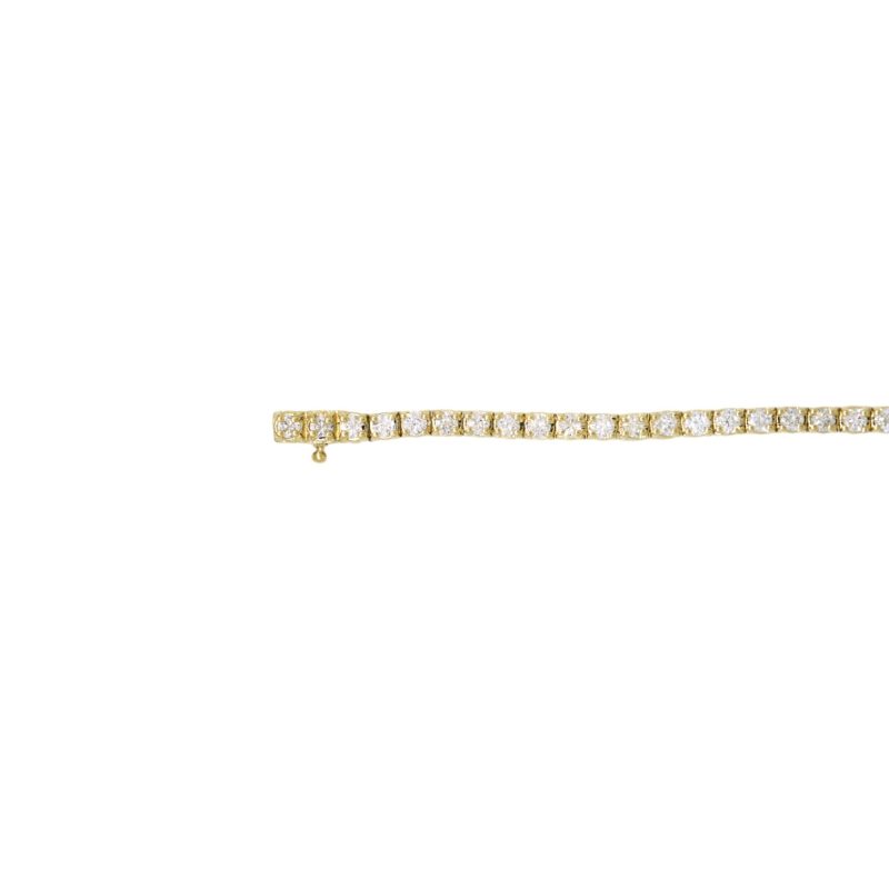 14k Yellow Gold Natural 3.0 Carat Round Brilliant Diamond Tennis Bracelet