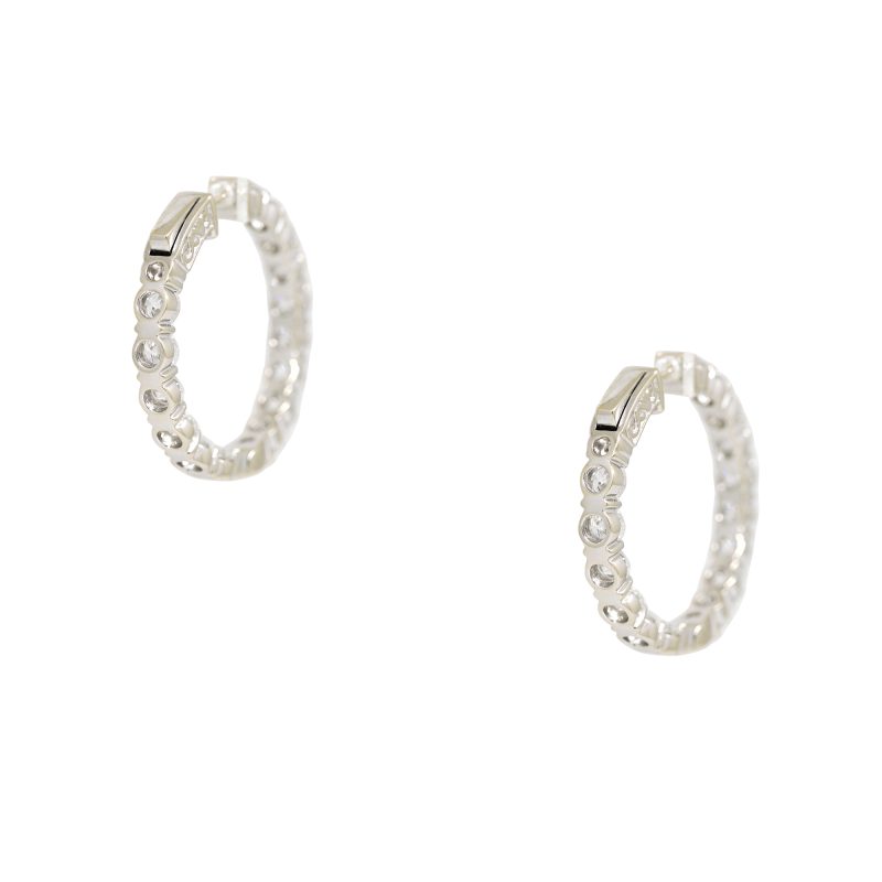 18k White Gold Natural 7.50 Carat Diamond Inside-Out Hoop Earrings