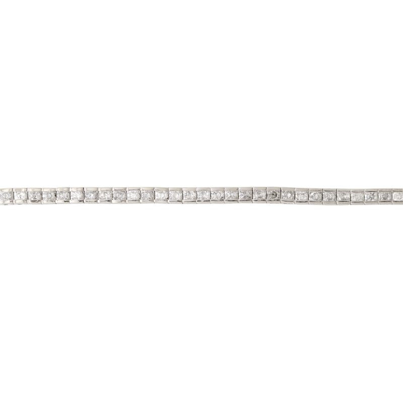 14k White Gold Natural 4.0 Carat Diamond Channel Set Tennis Bracelet