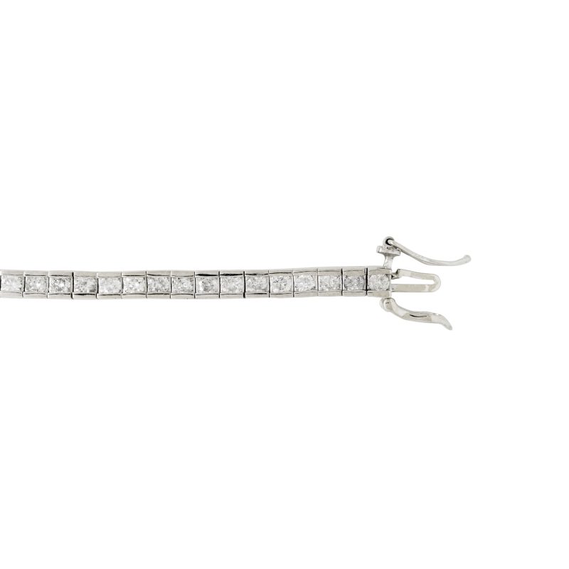 14k White Gold Natural 4.0 Carat Diamond Channel Set Tennis Bracelet