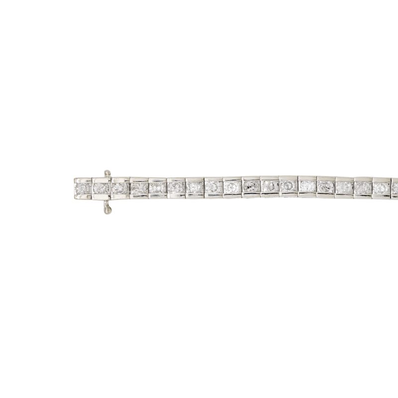 14k White Gold Natural 4.0 Carat Diamond Channel Set Tennis Bracelet