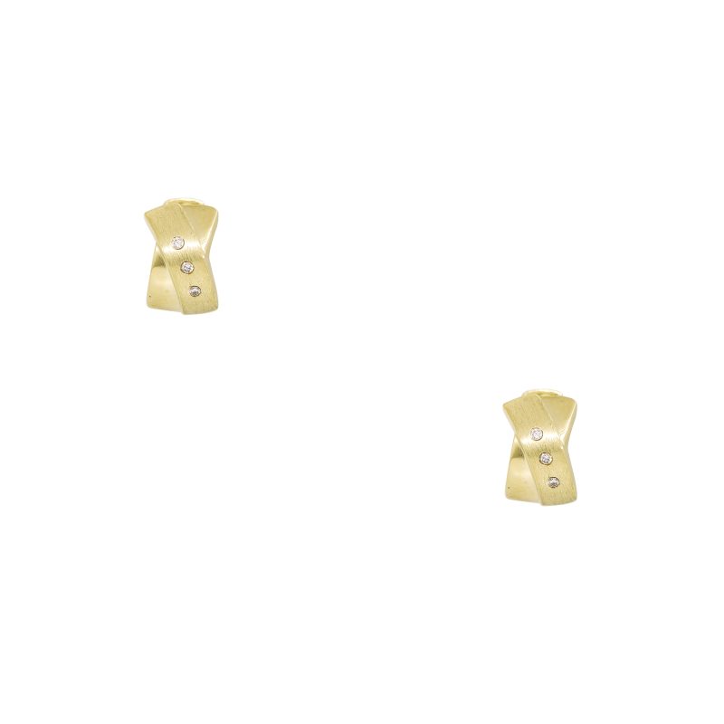 14k Yellow Gold Natural 0.10 Carat Diamond Sprinkle Huggie Earrings