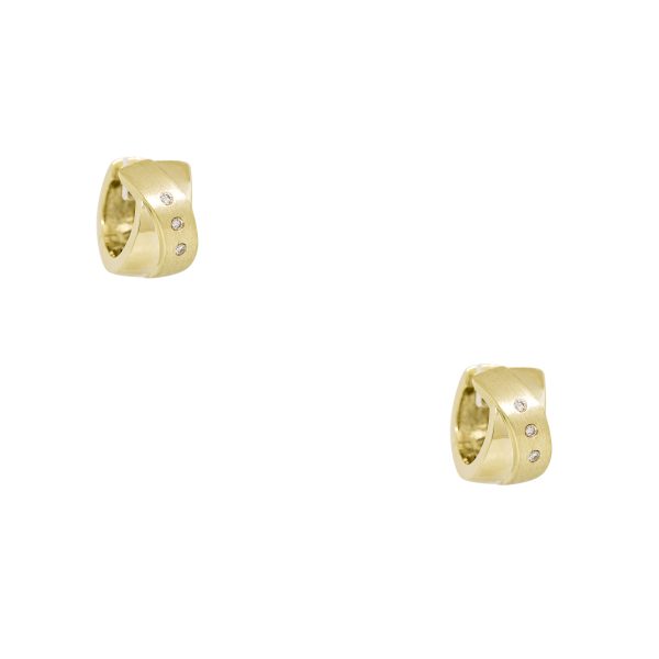 14k Yellow Gold Natural 0.10 Carat Diamond Sprinkle Huggie Earrings