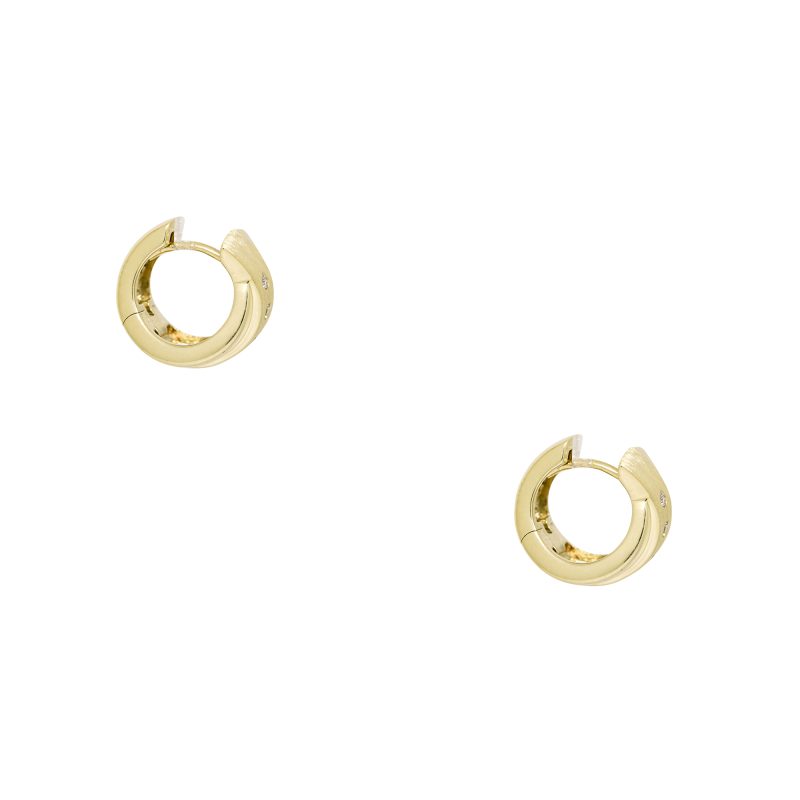 14k Yellow Gold Natural 0.10 Carat Diamond Sprinkle Huggie Earrings