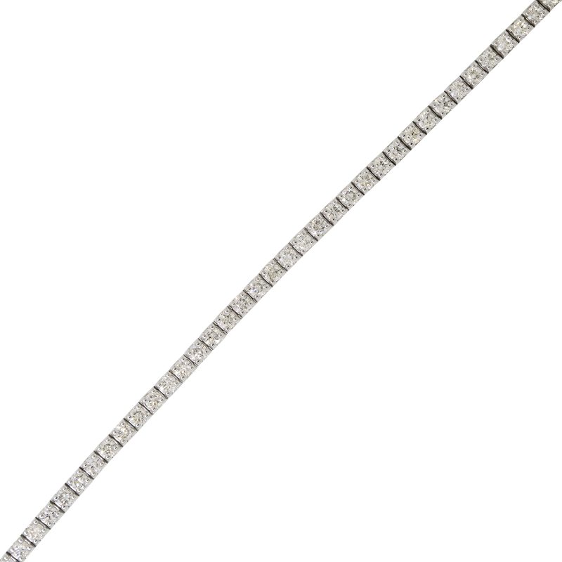 14k White Gold Natural 5 Carat Round Brilliant Cut Diamond Tennis Bracelet