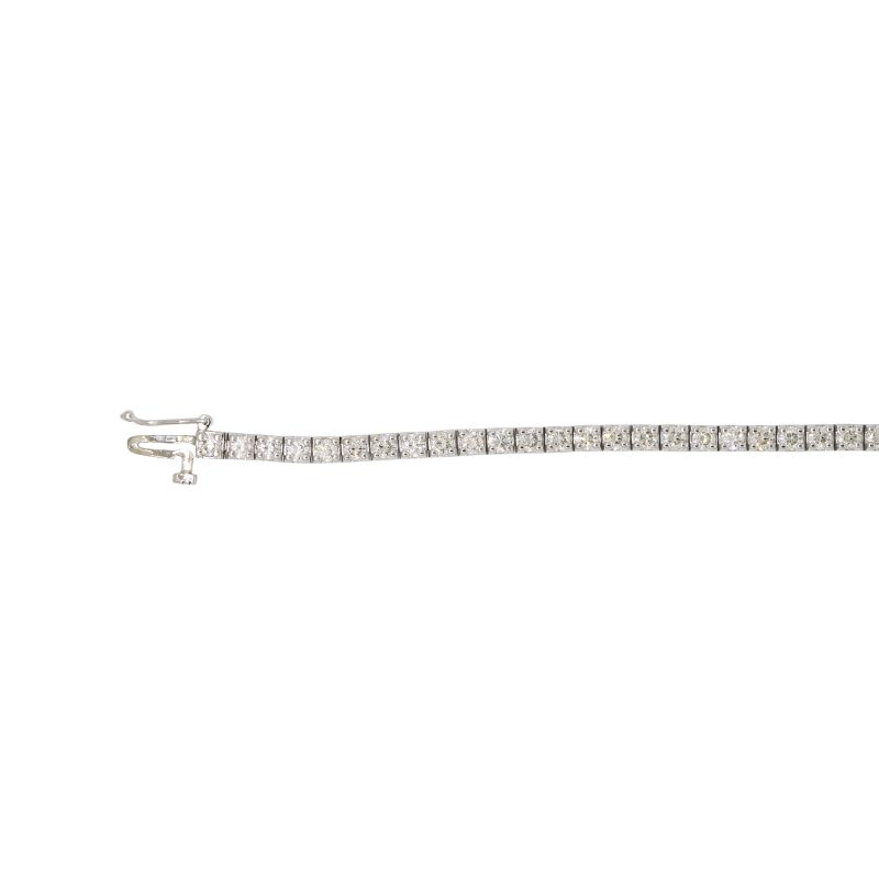 14k White Gold Natural 5 Carat Round Brilliant Cut Diamond Tennis Bracelet