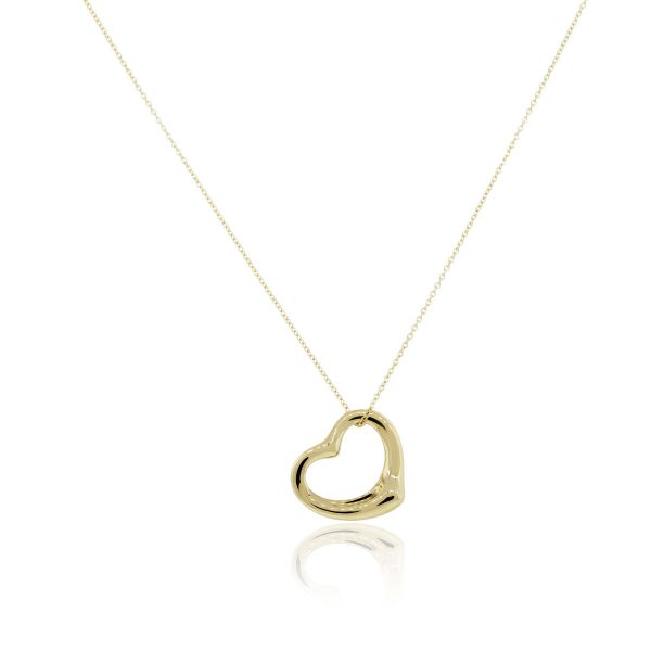 Tiffany & Co. 18k Yellow Gold Elsa Peretti Open Heart Pendant on Necklace