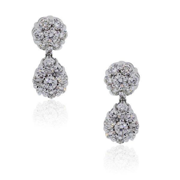 Greg Ruth 18k White Gold 1.72ctw Diamond Drop Earrings