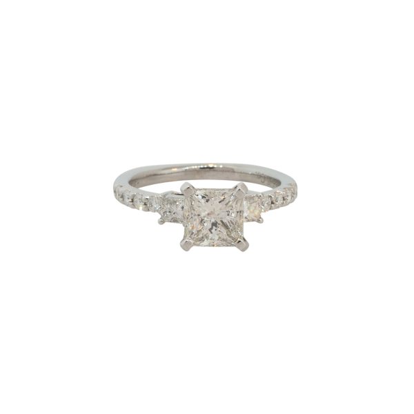 14k White Gold 2.09ctw 3 Stone Princess Cut Diamond Engagement Ring