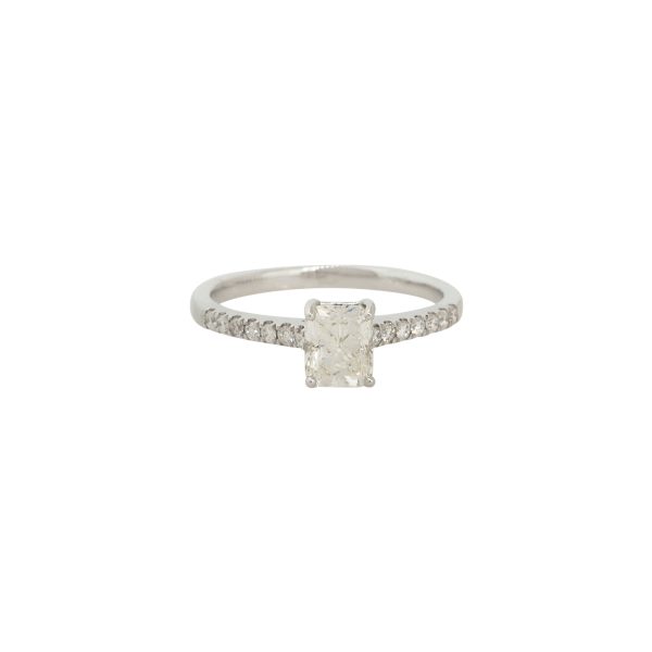 GIA Certified 18k White Gold 1.17ctw Radiant Cut Diamond Engagement Ring