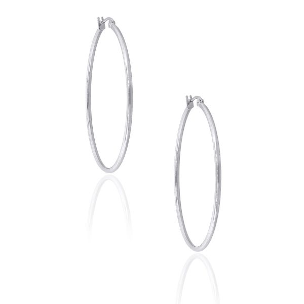 18k White Gold Ladies Hoop Earrings