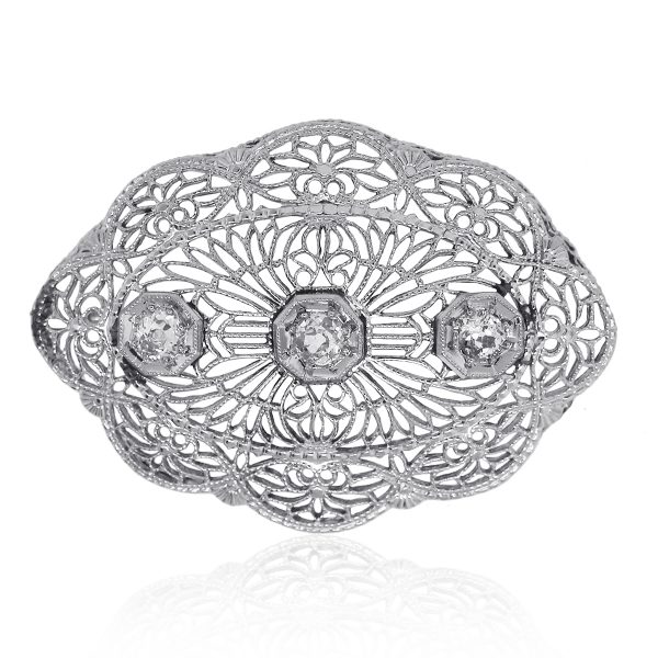 White gold diamond brooch pin