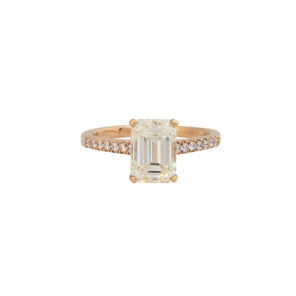 GIA Certified 14k Rose Gold 4.51ctw Emerald Cut Diamond Engagement Ring