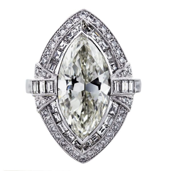 5.06 carat marquise j color SI2 clarity platinum sophia d