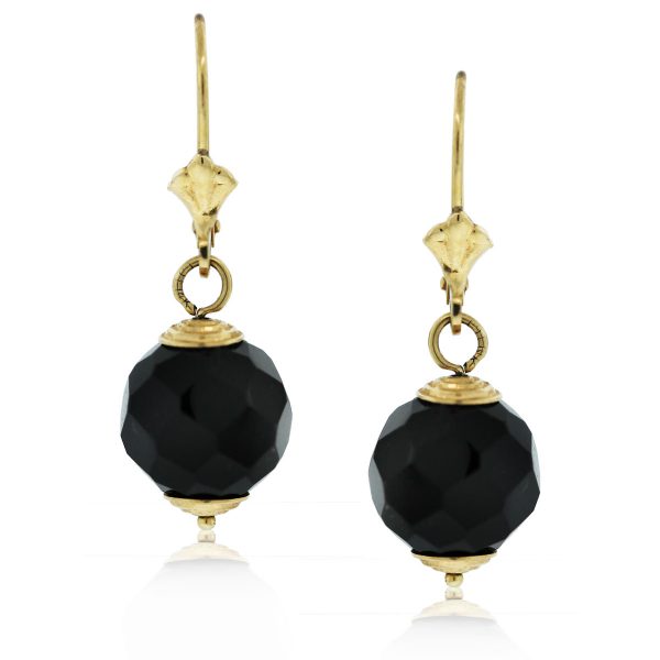 These 14k Yellow Gold Onyx Ball Dangle Earrings are beautiful!