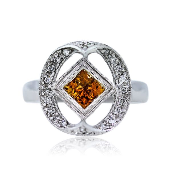 Yellow Sapphire and Diamond Ring