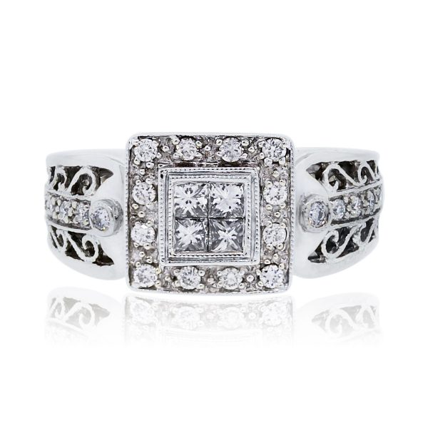 14k white gold princess cut diamond mounting