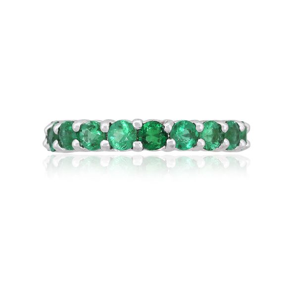 Platinum 4ctw Round Emerald Eternity Ladies Band Ring