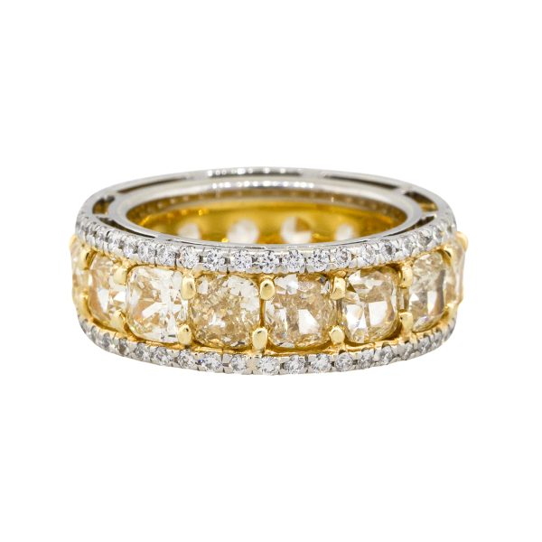 Two Tone 10.34ctw Radiant & Round Brilliant Diamond Eternity Band