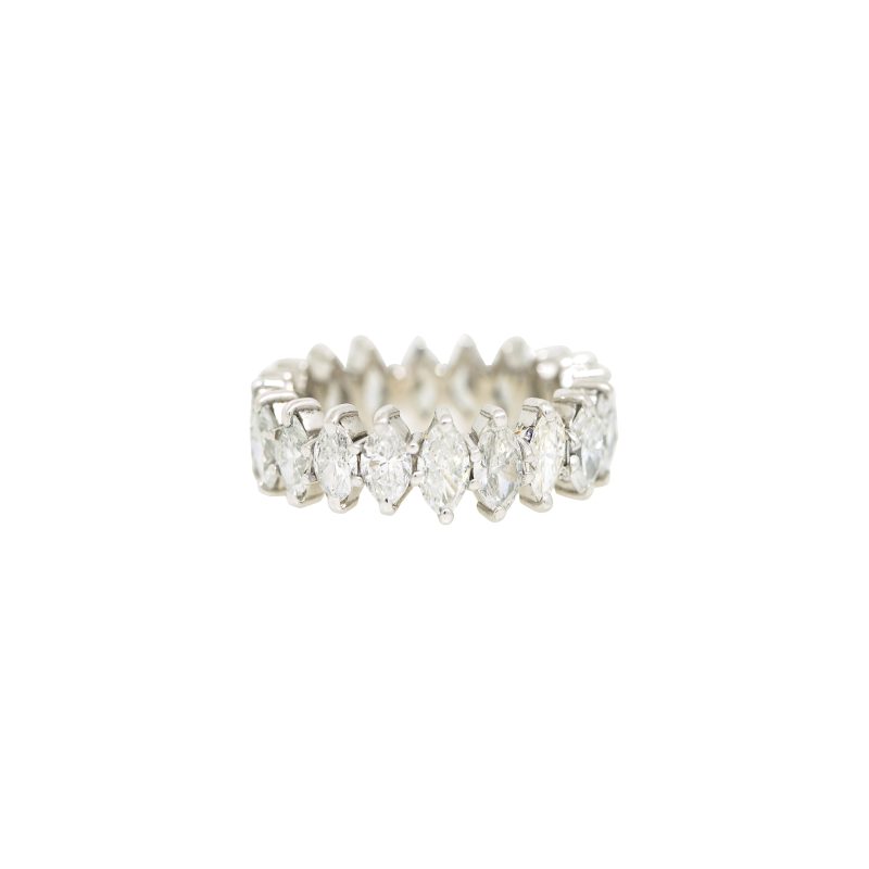 14k White Gold Natural 3.0 Carat Marquise Cut Diamond Eternity Band