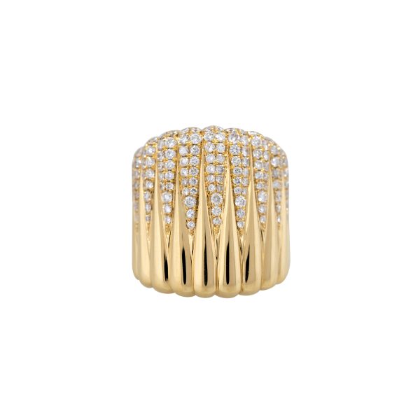 18k Yellow Gold 2.15ctw Diamond Wide Ribbed Band