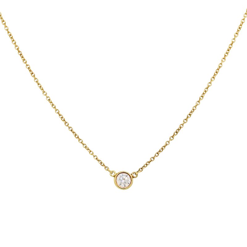 Tiffany & Co. 18k Yellow Gold Natural 0.17 Carat Diamond Floating Necklace