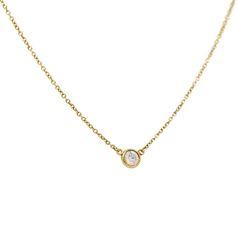 Tiffany & Co. 18k Yellow Gold Natural 0.17 Carat Diamond Floating Necklace