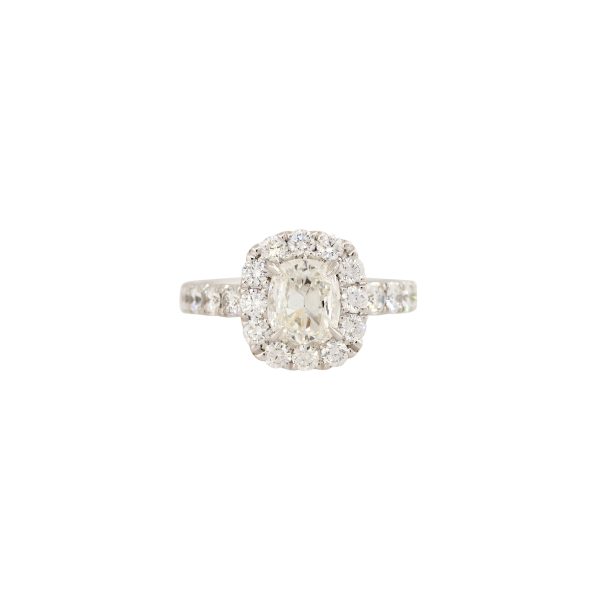 GIA 18k White Gold 2.18ctw Cushion Cut Diamond Engagement Ring