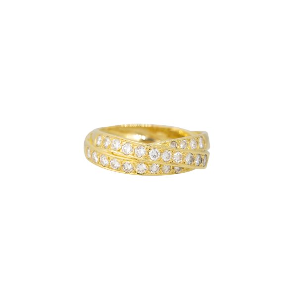 18k Yellow Gold 0.70ct Round Brilliant Cut Diamond 3-Row Intertwined Ring