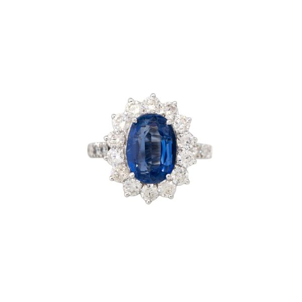 18k White Gold 2.33ct Oval Cut Kyanite & 1.18ct Diamond Halo Ring