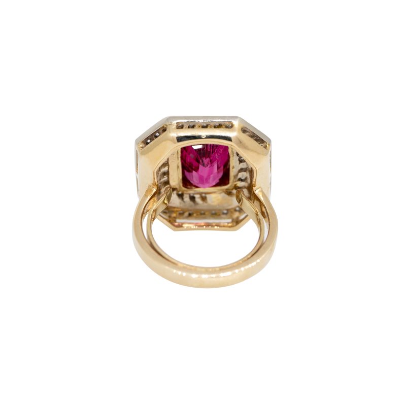 18k Yellow Gold 3.37ctw Pink Tourmaline & 1.52ctw Diamond Halo Ring