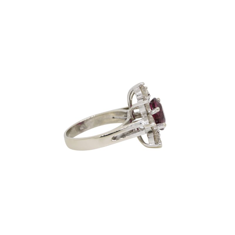 14k White Gold 2.15cts Tourmaline & 2.28cts Round Brilliant Diamond Flower Ring