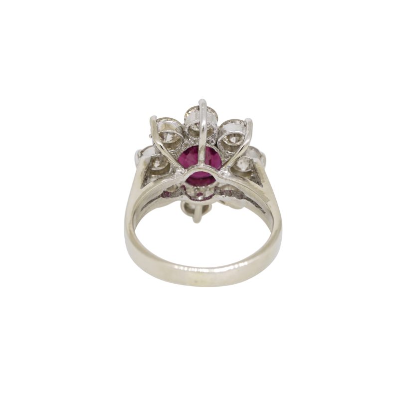 14k White Gold 2.15cts Tourmaline & 2.28cts Round Brilliant Diamond Flower Ring