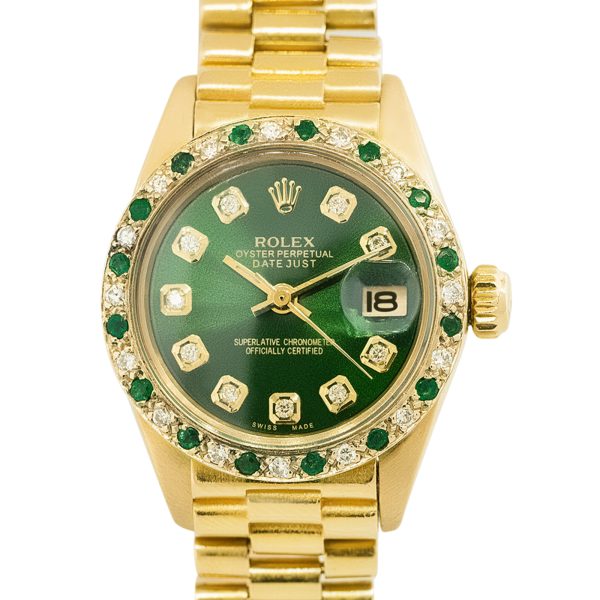 Rolex 6917 Datejust Green Diamond Dial 18k Yellow Gold Watch