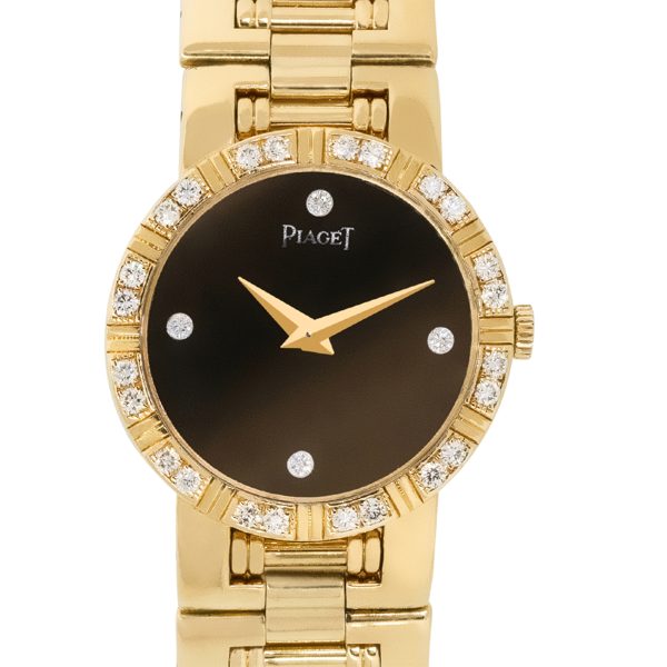 Piaget 80564 K 81 18k Yellow Gold Black Diamond Dial Ladies Watch