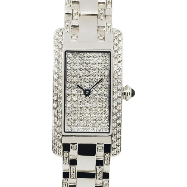 Ladies 14k White Gold Pave Diamond Watch