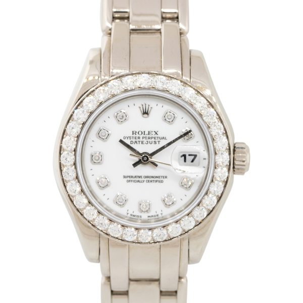 Rolex 69299 Datejust 18K White Gold Diamond Pearlmaster Watch