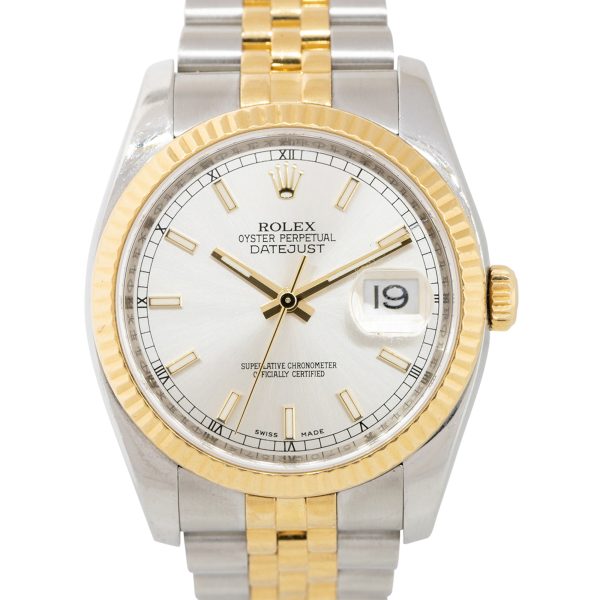 Rolex 116233 Datejust 18k Yellow Gold and Steel Silver Dial Watch