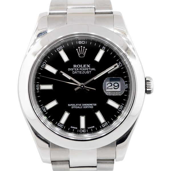 Rolex 116300 Datejust II Stainless Steel Black Stick Dial Smooth Bezel Watch