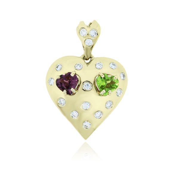 yellow gold diamond heart pendant